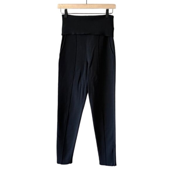 Women's S MM.Lafleur Foldover Black Legging High Waisted Ribbed Slim Fit - Picture 1 of 8